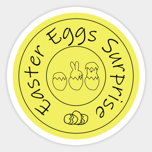 Small Funny Easter Eggs Surprise Bunny and Chicken Sticker